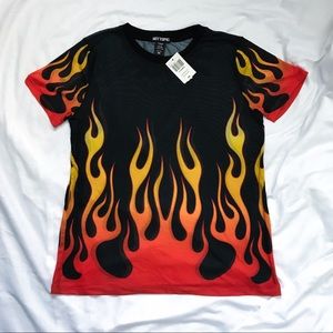 Mesh Top with flames from Hot Topic